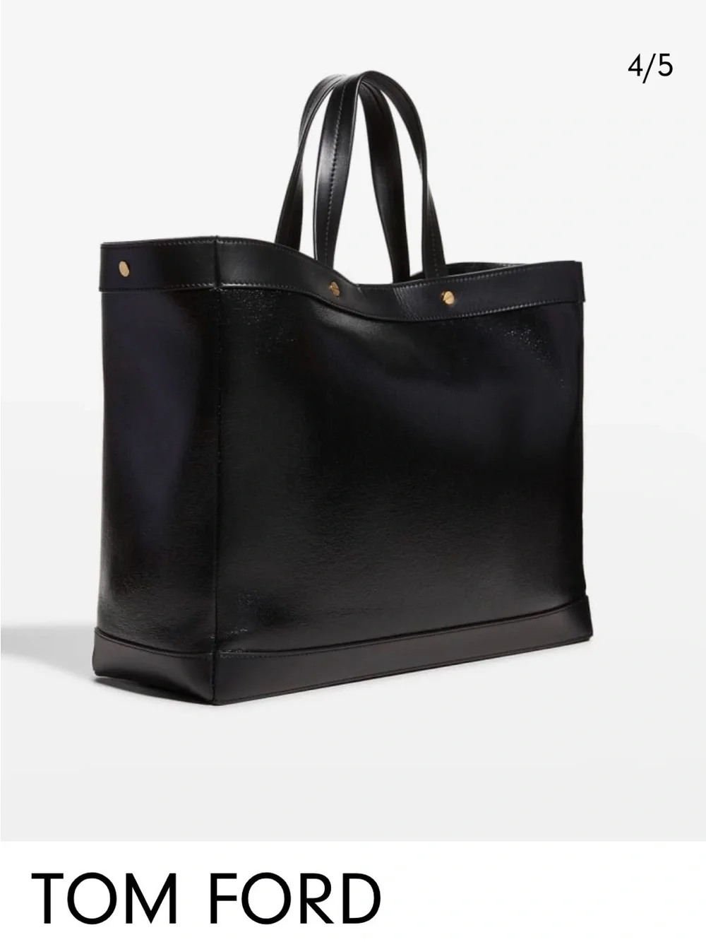Tom Ford Black Leather Logo Tote Bag